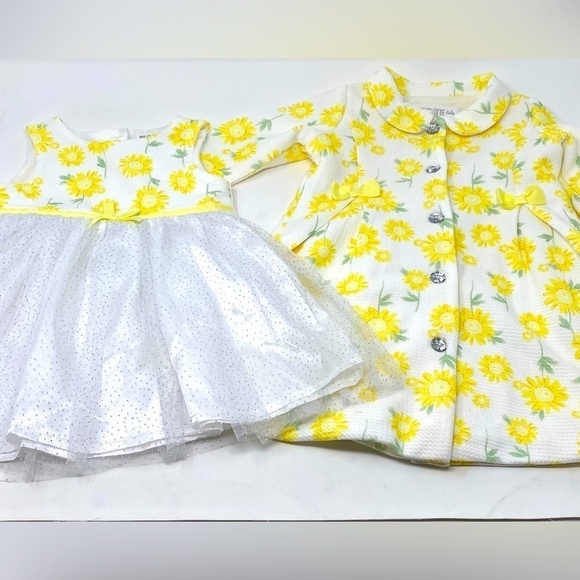Nannette Other - NWOT - Nannette Baby Girl Sunflower Dress & Coat Set - 12 Months